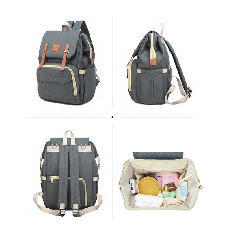 Sac à langer noir de chargement USB Sac à dos pour bébé