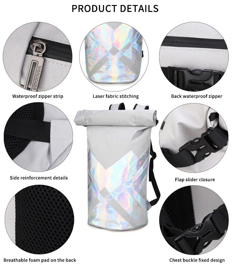 Sac à dos imperméable à l'eau pour le cyclisme Roll Top Sport Silver