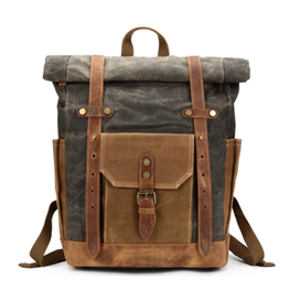 Sac à dos de voyage rétro en toile cirée imperméable en cuir