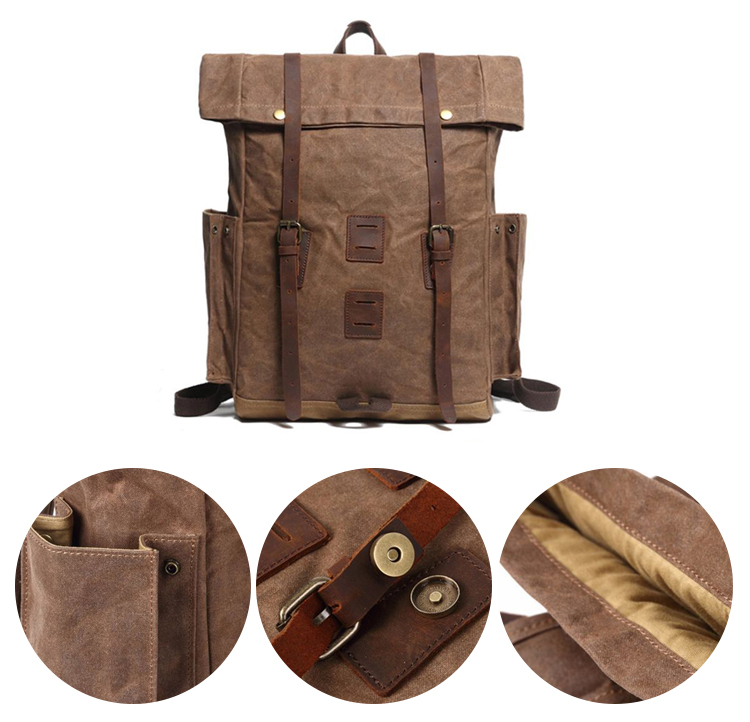 sac à dos scolaire masculin rétro en toile wax mochila