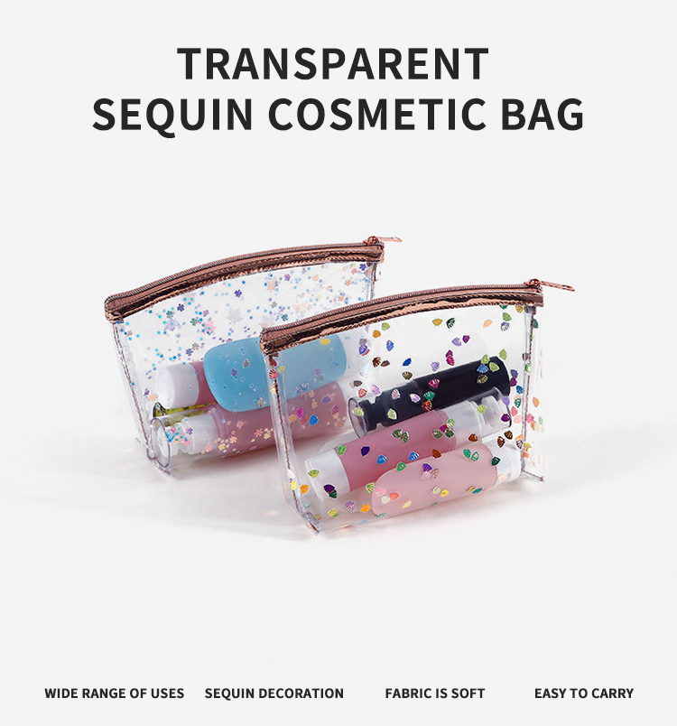 Sac cosmétique à glissière en PVC sac de lavage imperméable transparent