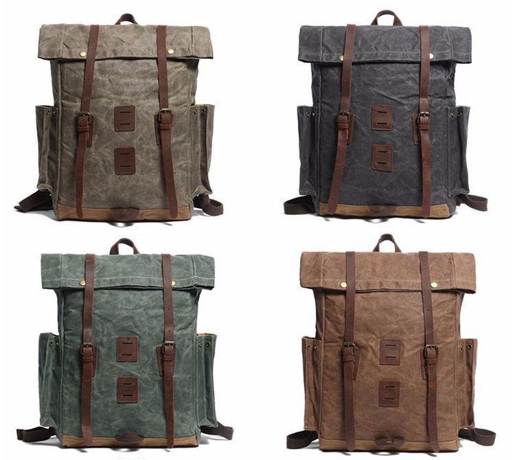 sac à dos scolaire masculin rétro en toile wax mochila