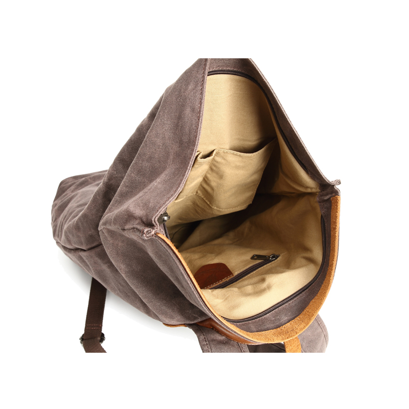 sac à dos en toile imperméable en cuir véritable pour jeunes en toile cirée