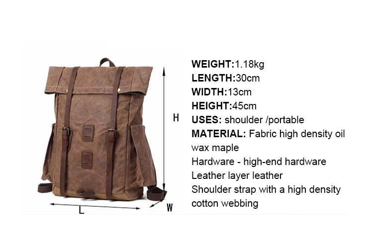 sac à dos scolaire masculin rétro en toile wax mochila