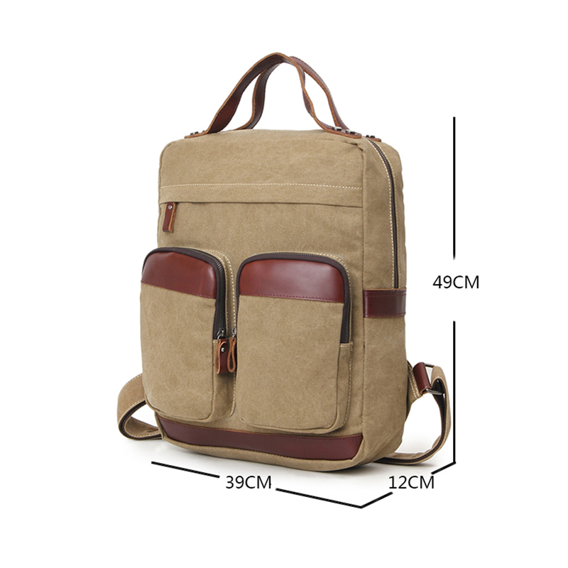 Sac à dos multifonctionnel en cuir véritable pour ordinateur portable