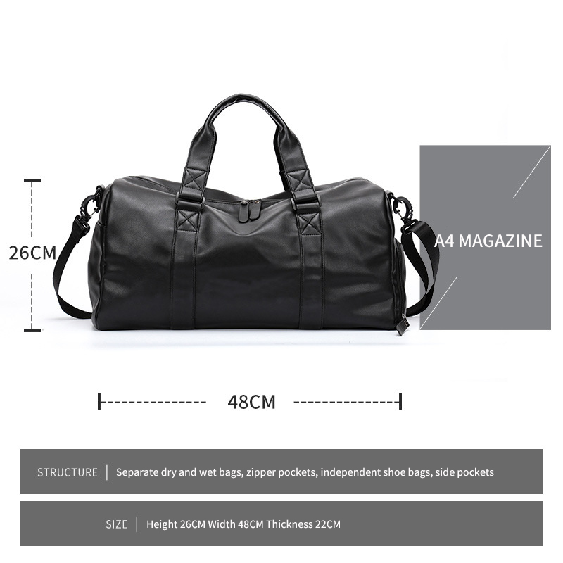 Sac polochon de nuit homme simili cuir sac de voyage