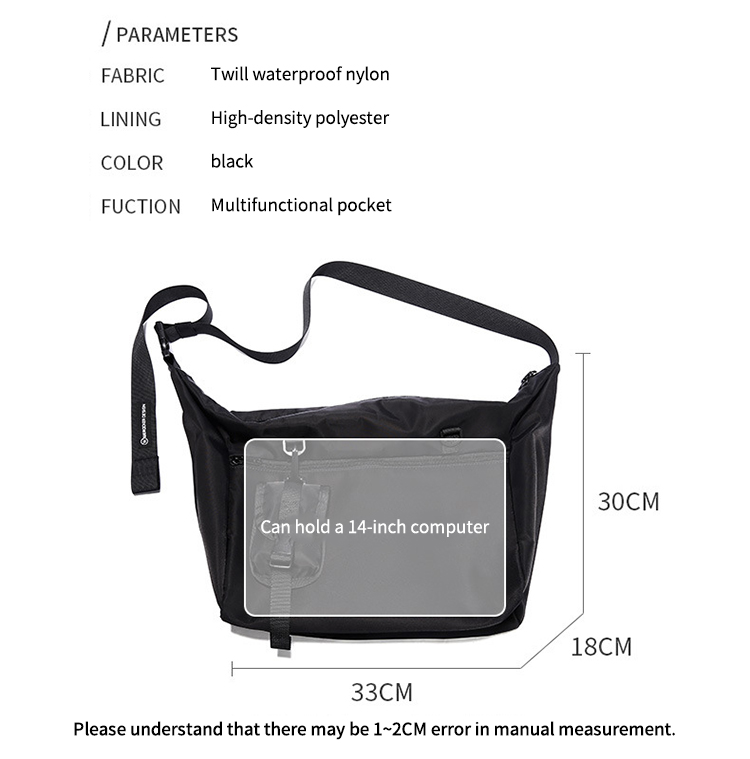 Sac de messager de l'élingue imperméable à corps croisé fonctionnel pour les hommes