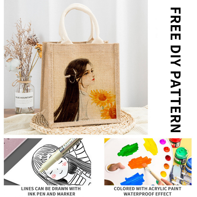 Gift de jute Retro Lunch Tote Shopping Custom Sac