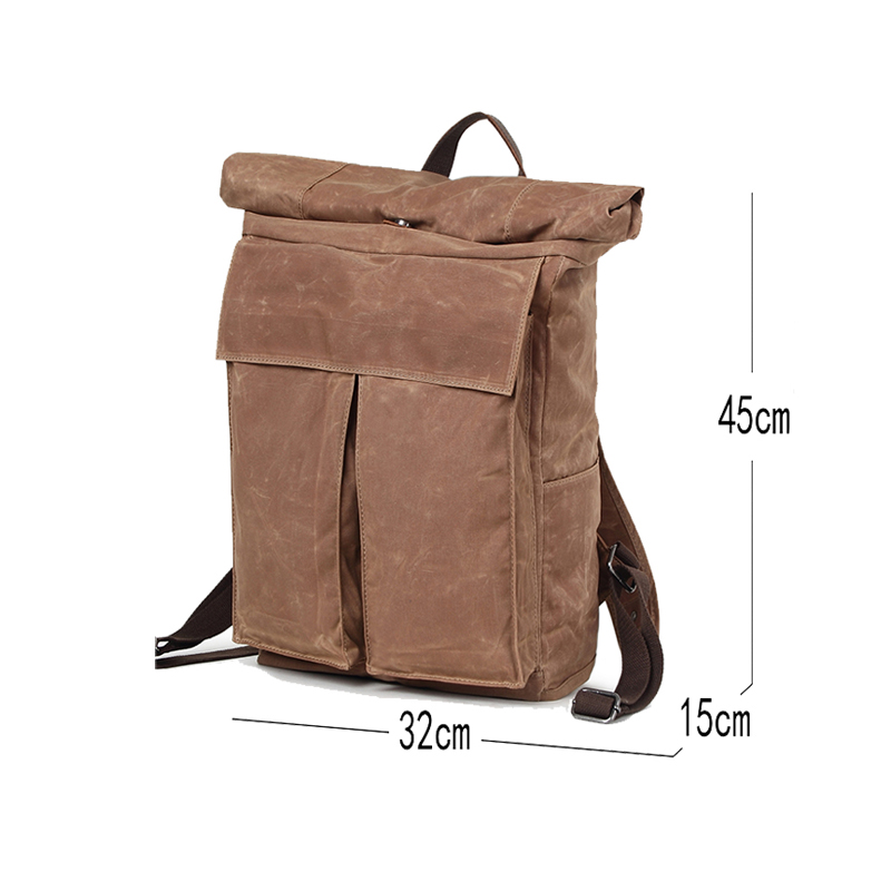 sac à dos adolescent durable imperméable en cuir véritable toile cirée