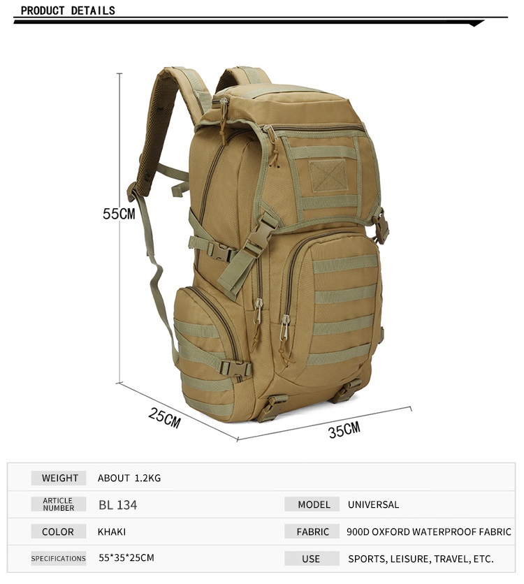 Sac à dos tactique militaire molle armée camping montagne 50L