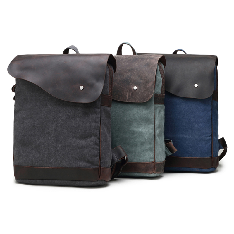 sac à dos de voyage pour homme en cuir véritable sac à dos en toile marine