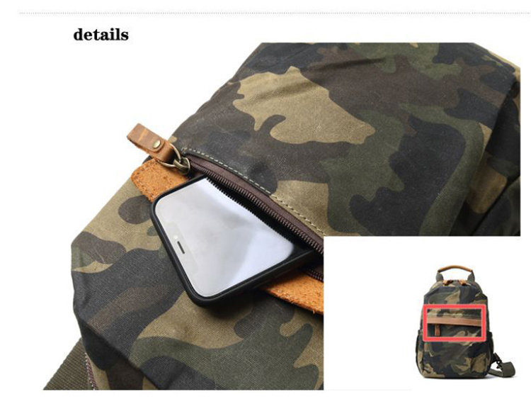 Sac de poitrine en cuir de toile extérieure pour hommes camouflage à une épaule