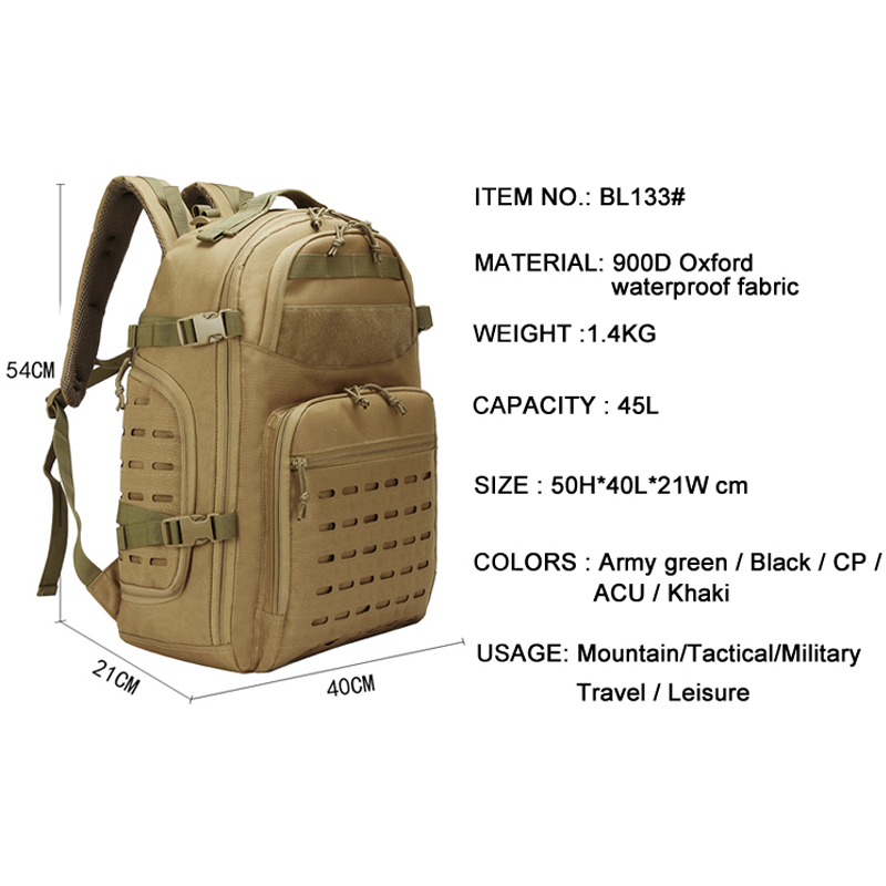 Sac à dos militaire militaire molle cyclisme sac à dos tactique 45L