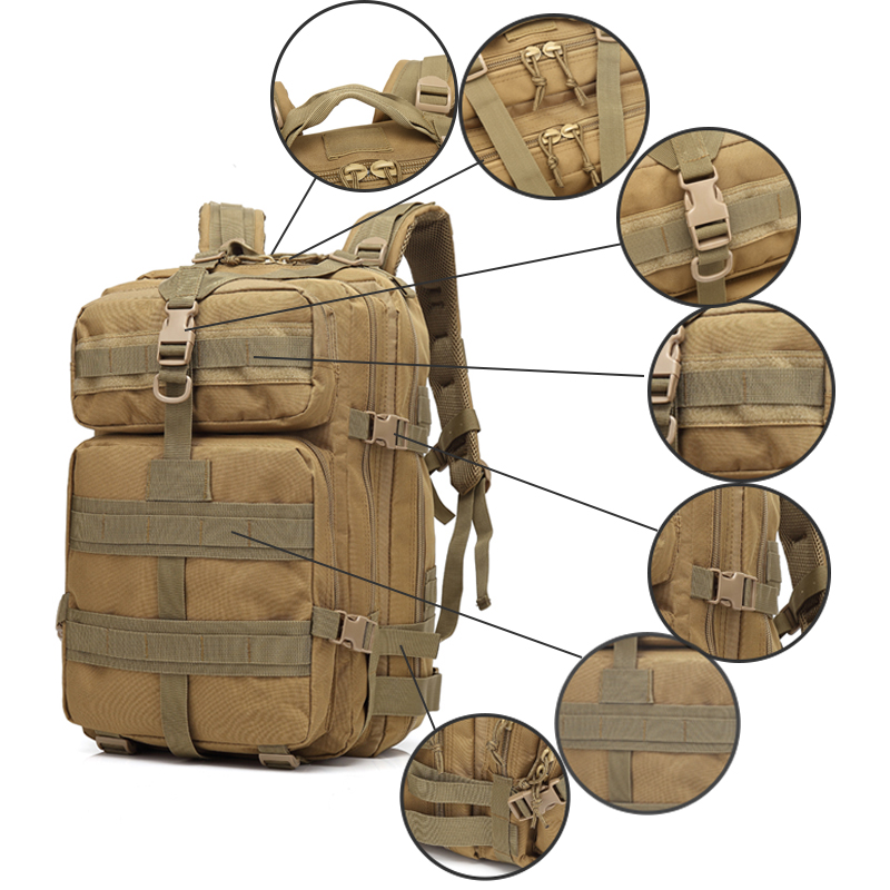 Grand sac à dos d'assaut extérieur tactique militaire Woodland 45L