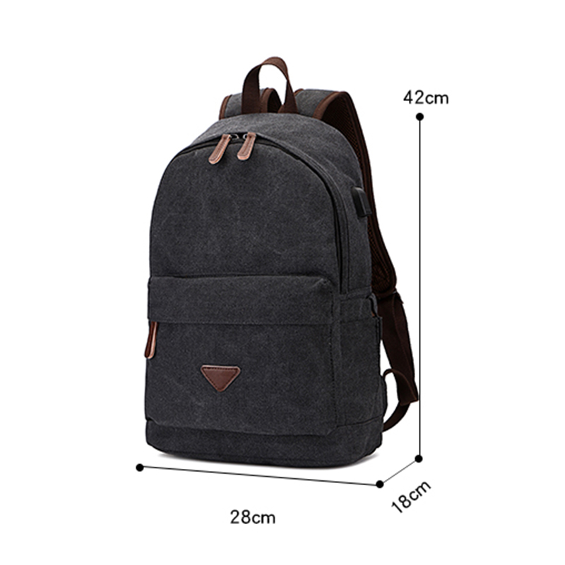 Sac à dos de voyage scolaire unisexe en toile avec USB