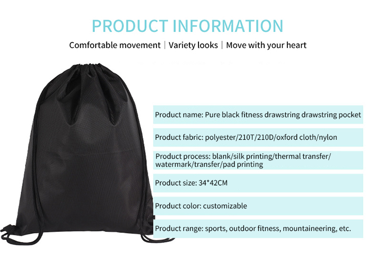 Sport Gym Polyester Sac à dos DrawString Advertising Custom Sac